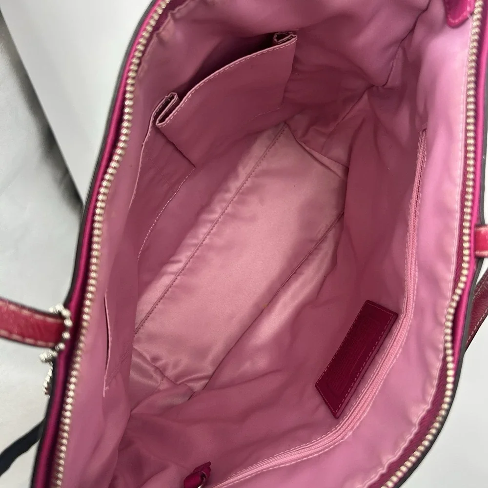 Coach Y2K Berry Pink Patent Leather F15142 Signature C Tote Bag McBling Chic